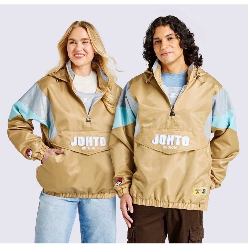 Starter Pokemon x Target Johto Region Pullover Jacket Gold XXL Windbreaker